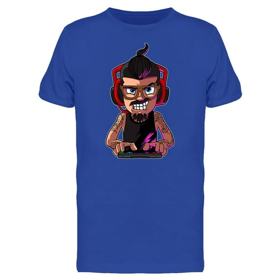 Cartoon Gamer With Beard T-Shirt Men -Image by Shutterstock, Male x-Large