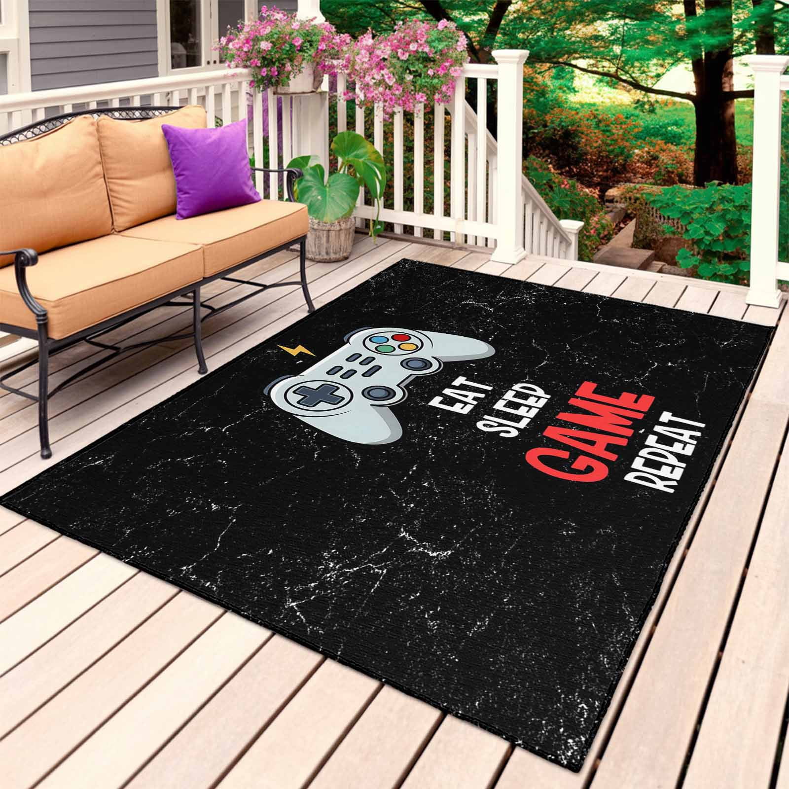 Large Fun Rug Cartoon Games Outdoor Rug 3x5 Ft, Non Slip Washable Area Rug, Black ...