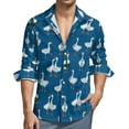 thumbnail image 1 of Cartoon Geese With Xmas Mens Long Sleeve Button Down Shirts, Casual Men's Button Up Shirt with Pocket, 1 of 6