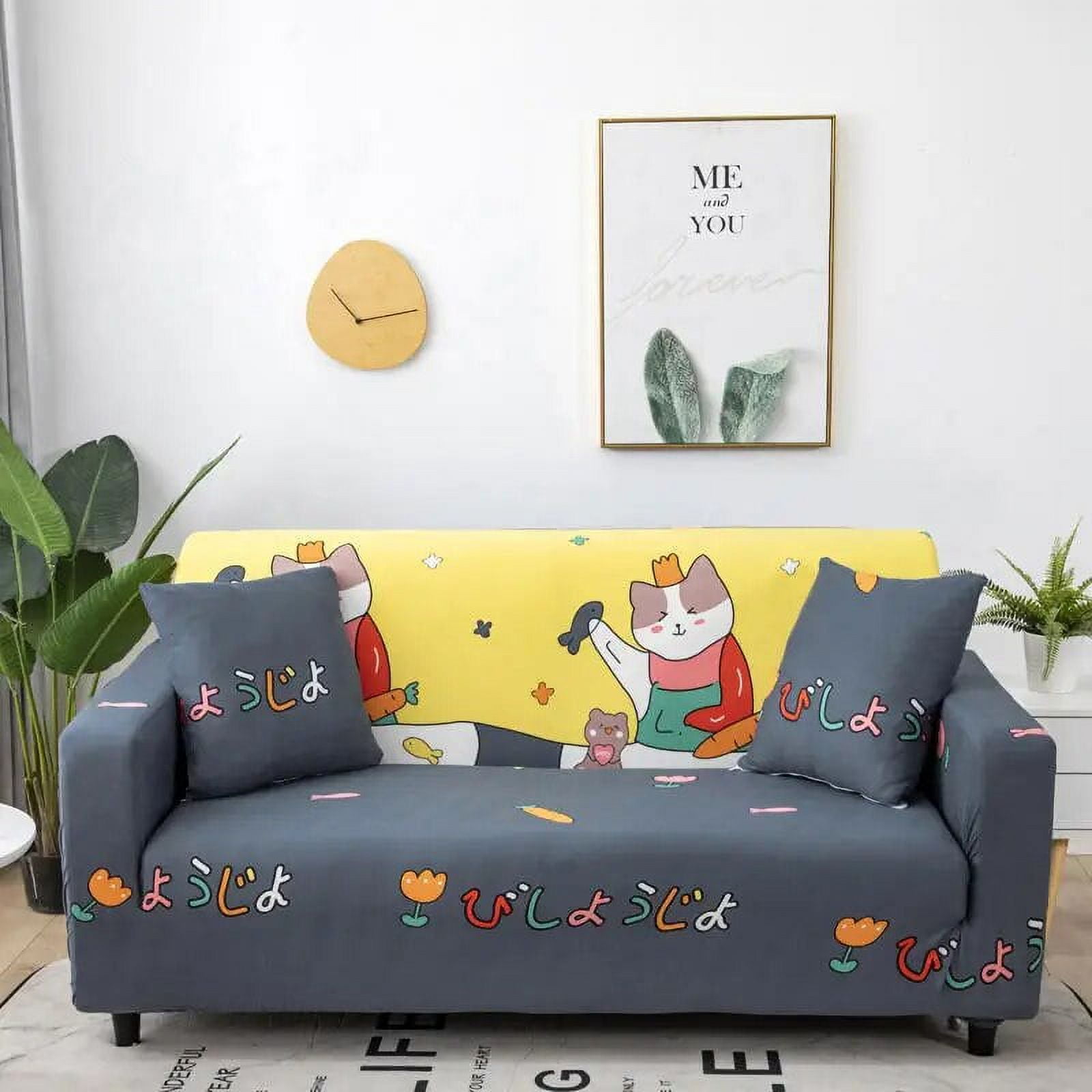 Cartoon Geometric Flowers Sofa Cover Full Cover Fabric Four Seasons
