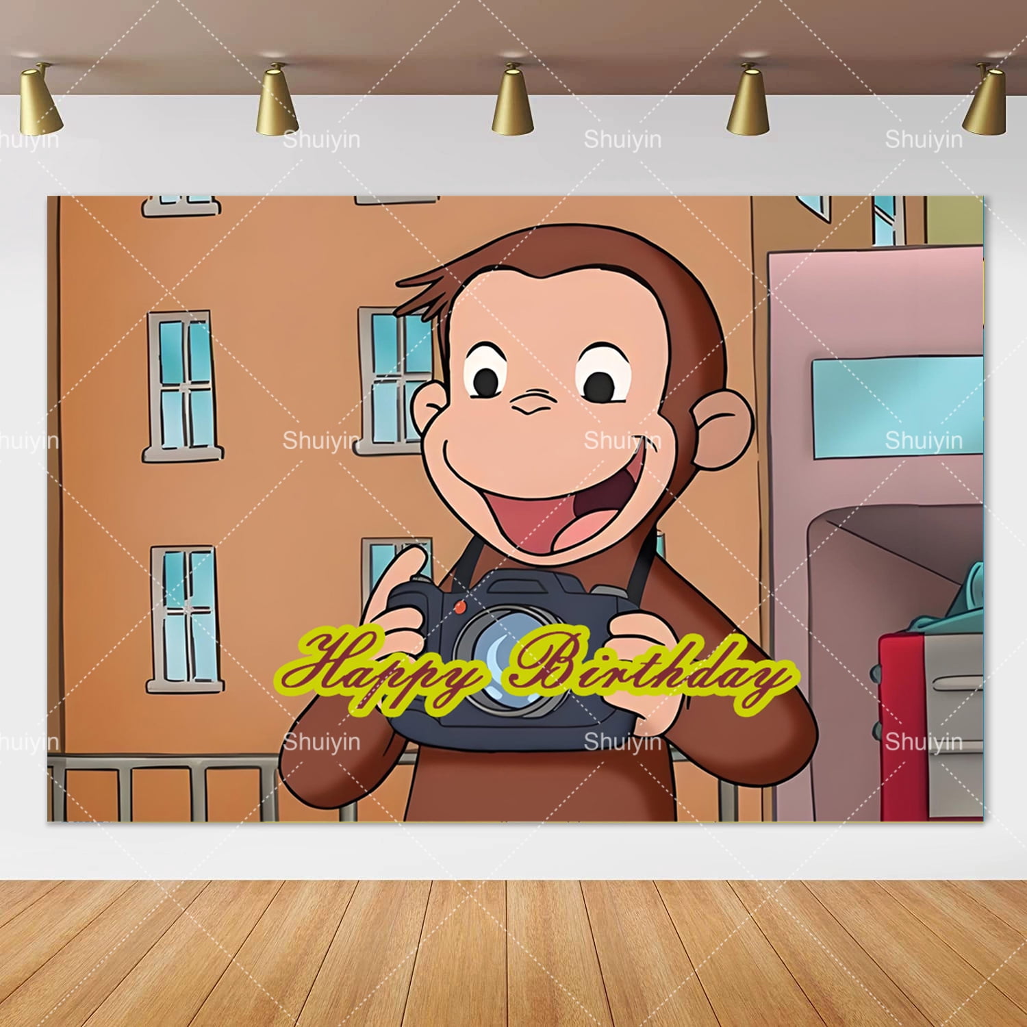 Cartoon George Monkey Theme Backdrop Birthday Party Decoration Supplies ...