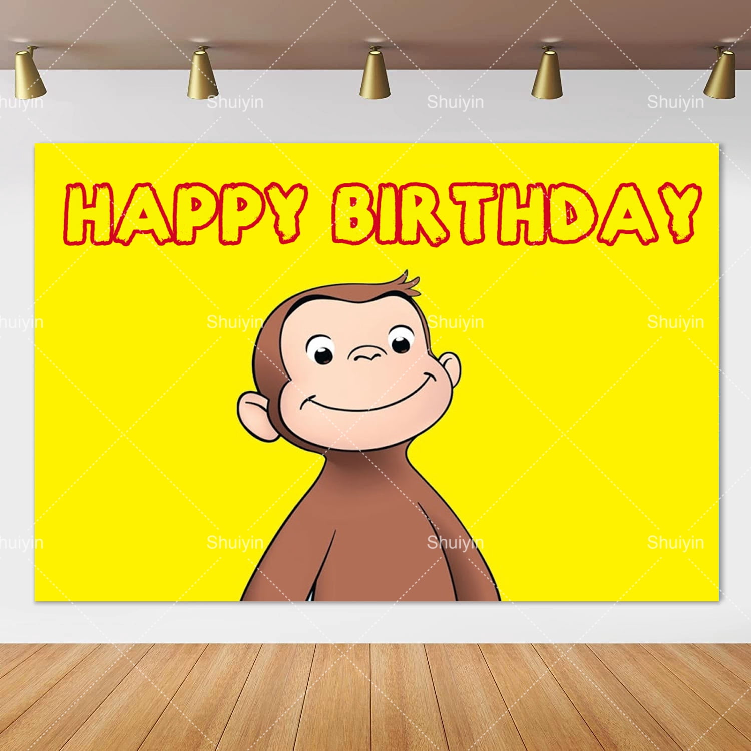 Cartoon George Monkey Theme Backdrop Birthday Party Decoration Supplies ...