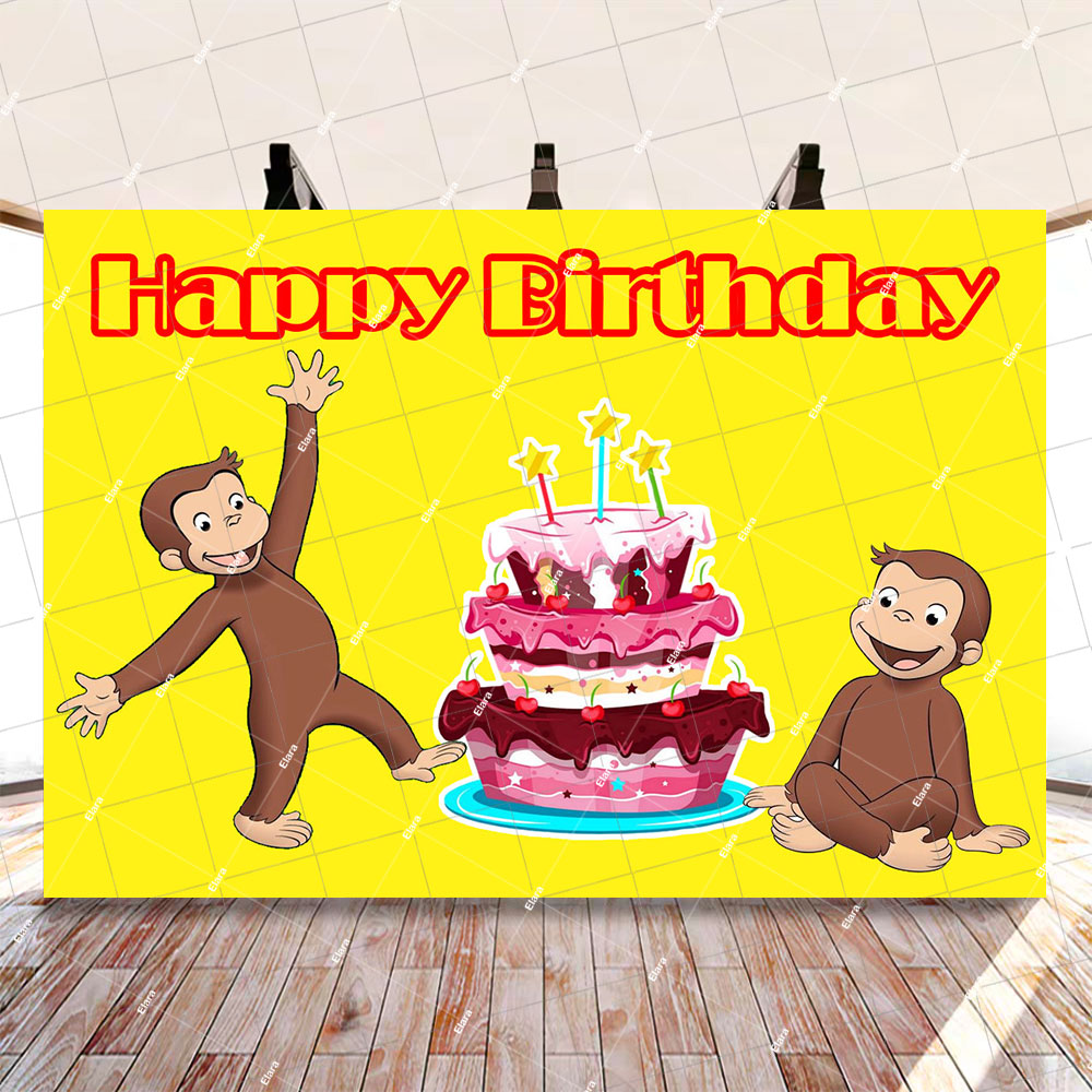 Cartoon George Monkey Theme Backdrop Birthday Party Decoration Supplies Shower Photo Shoot Props ...