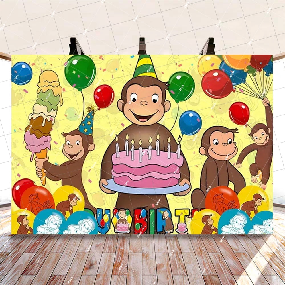 Cartoon George Monkey Theme Backdrop Birthday Party Decoration Supplies ...