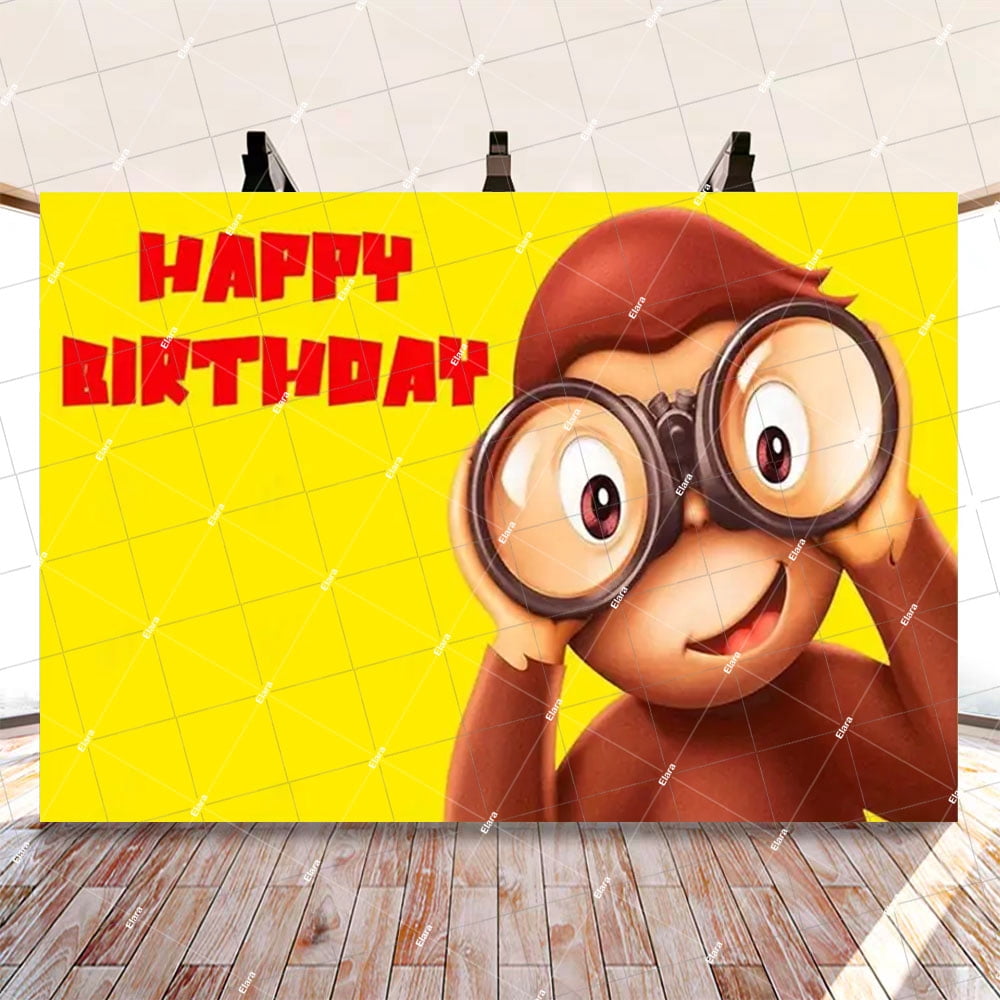 Cartoon George Monkey Theme Backdrop Birthday Party Decoration Supplies ...