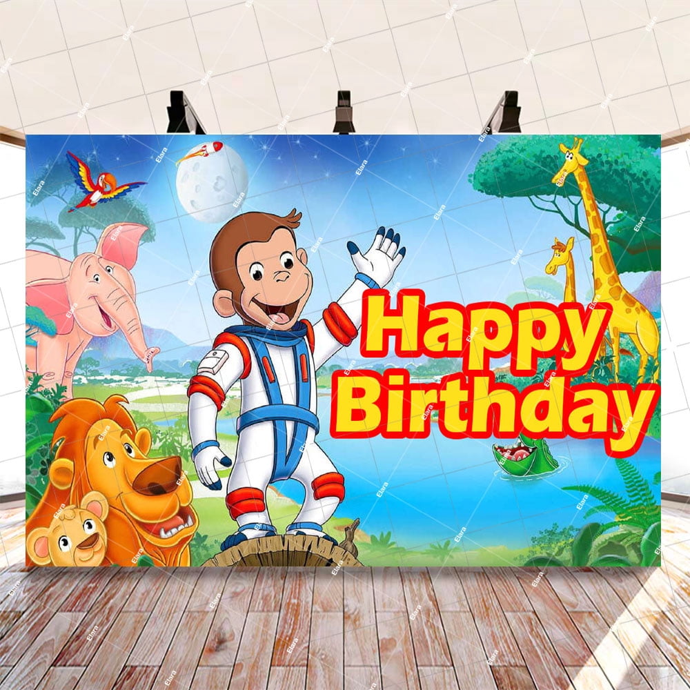 Cartoon George Monkey Theme Backdrop Birthday Party Decoration Supplies ...