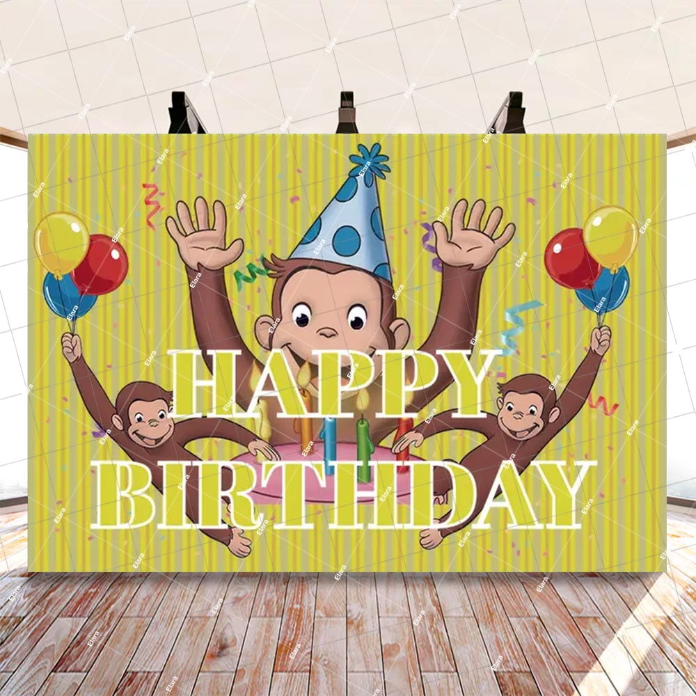 Cartoon George Monkey Theme Backdrop Birthday Party Decoration Supplies ...