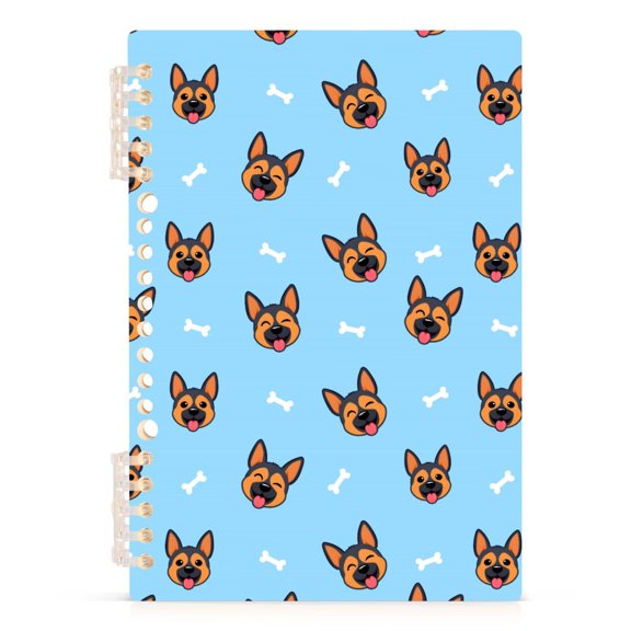 Cartoon German Shepherd Pattern A5 Notebook Refillable 60 Sheets Detachable Ring Binder PP Cover Journal