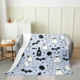 thumbnail image 1 of Cartoon Ghost Bat Throw Blanket Twin 60x80 Happy Halloween Hand Drawn Style Fleece Blanket for Kids Boys Girls Teens Cute Wild Animal Stars Graffiti Flannel Blanket for Bedroom Sofa, 1 of 6