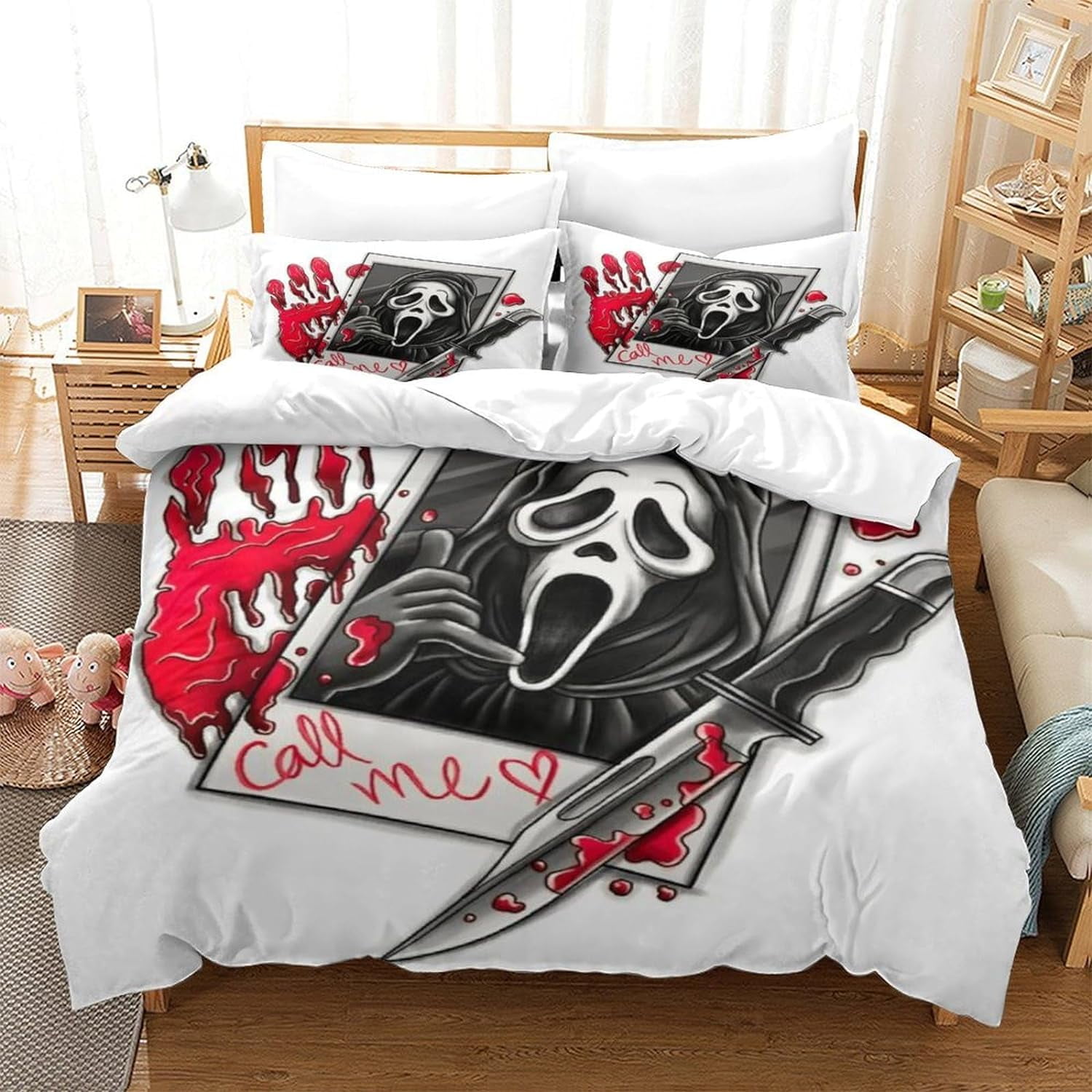 Cartoon Ghost Face Man Quilt Cover 3D Print for Boys Girls Comforter Covers Duvet Cover Soft Microfiber with Zipper Closure Bedding Set with Pillow Cases 3 Pieces 68 x90 Walmart