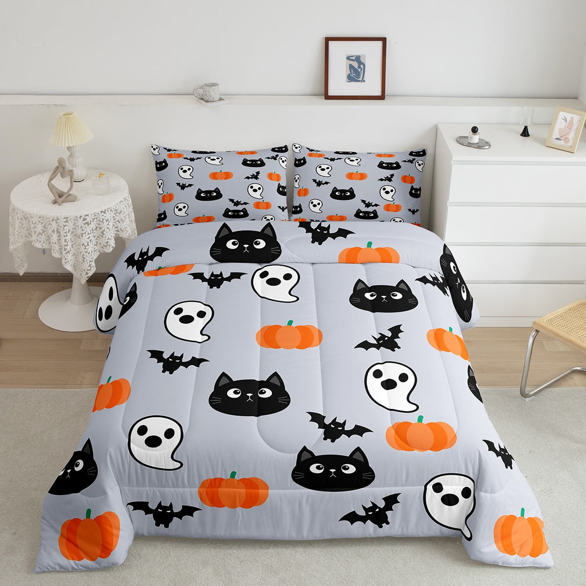 3D Gothic Horror Skull Bedding Set - Queen, Microfiber Comforter, 3-Piece Bedding Set With Pillow Shams, Black And White Horror Decor From Duvet Cover Set - Price 34.97