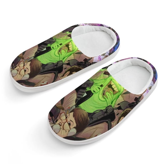 Cartoon Ghostbusters Kid's Cotton Slippers Winter Warm Soft Plush Slippers with Rubber Sole Non-Slip Indoor Outdoor Slip on Shoes Fluffy House Slippers For Boys Girls Teen