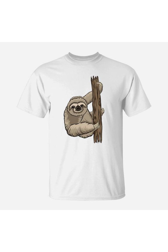 Cartoon Gift Tree Climbing Sloth Funny Face TShirt