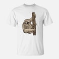 thumbnail image 1 of Cartoon Gift Tree Climbing Sloth Funny Face TShirt, 1 of 2