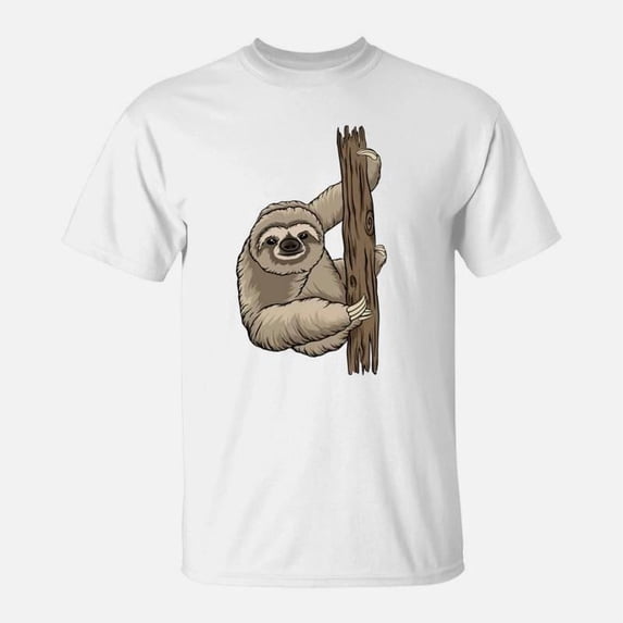 Cartoon Gift Tree Climbing Sloth Funny Face TShirt
