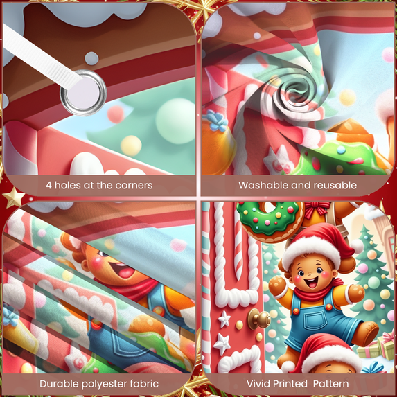 Cartoon Gingerbread House Christmas Banner Holiday Decoration Gingerbread Design Bakery Theme for Christmas Party Festive Event Kids Celebration