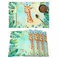 thumbnail image 1 of Cartoon Giraffe Placemats Set of 12 Summer Butterfly Fern Tropical Palm Plants Place Mats Indoor Wipeable Table Mats Washable Dining Table Placemats for Kitchen Holiday Party Home Decor 13x19 Inch, 1 of 9