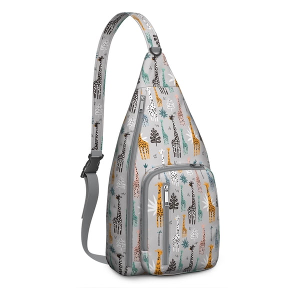 Cartoon Giraffe Sling Backpack&nbsp;- Cute African Animal Pattern Crossbody Bag, Water-Resistant Material for All-Weather Use