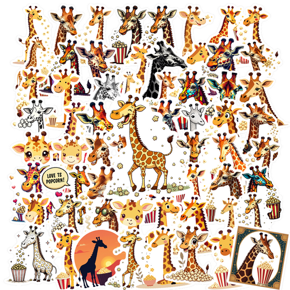 Cartoon Giraffe Theme Stickers, Waterproof Giraffe Theme Sticker for Water Bottle Laptop Phone Cases Planner Skateboard Luggage Helmet Party Favor Decor, Ideal for Adults Teens Teacher Rewards