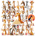 thumbnail image 1 of Cartoon Giraffe Theme Stickers, Waterproof Giraffe Theme Sticker for Water Bottle Laptop Phone Cases Planner Skateboard Luggage Helmet Party Favor Decor, Ideal for Adults Teens Teacher Rewards, 1 of 9