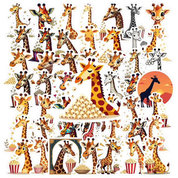 Cartoon Giraffe Theme Stickers, Waterproof Giraffe Theme Sticker for Water Bottle Laptop Phone Cases Planner Skateboard Luggage Helmet Party Favor Decor, Ideal for Adults Teens Teacher Rewards