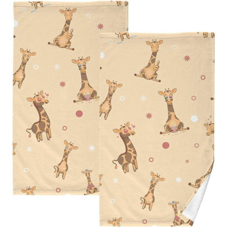 Cartoon Giraffe Towels Set of 2 Super Soft Absorbent Hand Towel Cotton Bath Towels for Bathroom Hotel Kitchen Spa Gym 16 X 28 Inches Washcloths Walmart