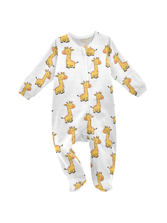 Cartoon Giraffes Baby Sleeper One-Piece Footies Newborn Roomper 3Months
