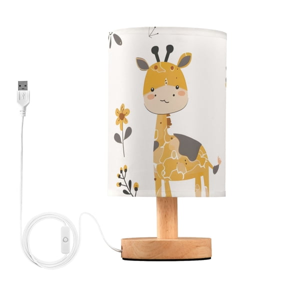 Cartoon Giraffes Flowers Leaves Table Lamp with USB Port LED Warm Light Lamp Night Light Home Decor