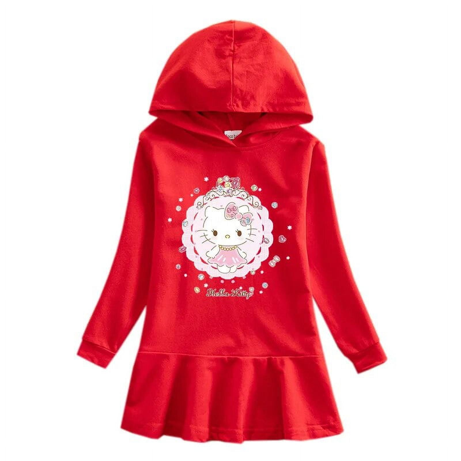 Cartoon Girl Print Dress Children Simple Fashion Hoodie Sweater Dress