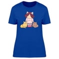 thumbnail image 1 of Cartoon Girl With Cats T-Shirt Women -Image by Shutterstock, Female Small, 1 of 2