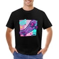 thumbnail image 1 of Cartoon Girlish Skateboard Street Art Men’s Graphic T-shirt Vintage Short Sleeve Sport Tee Black S, 1 of 5