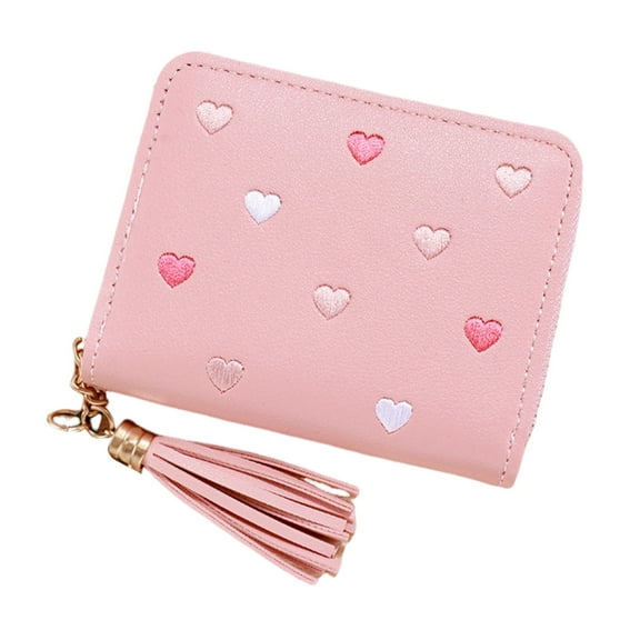 Cartoon Girls Cosmetic Pouch Wallet with Card Holder Mini PU Leather Billfold Organizer for Kids and Teens