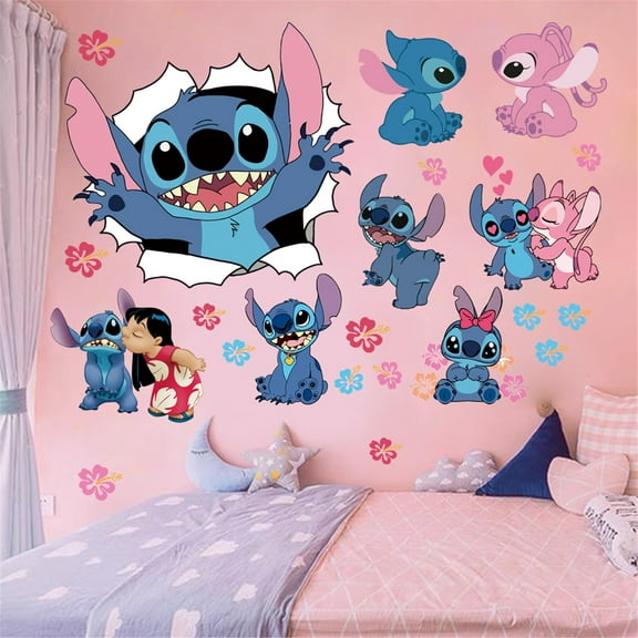 Cartoon Girls Wall Stickers Stitch Wall Decal Self-Adhesive Wall Paper For Girls Room Bedroom Living Room Decoration