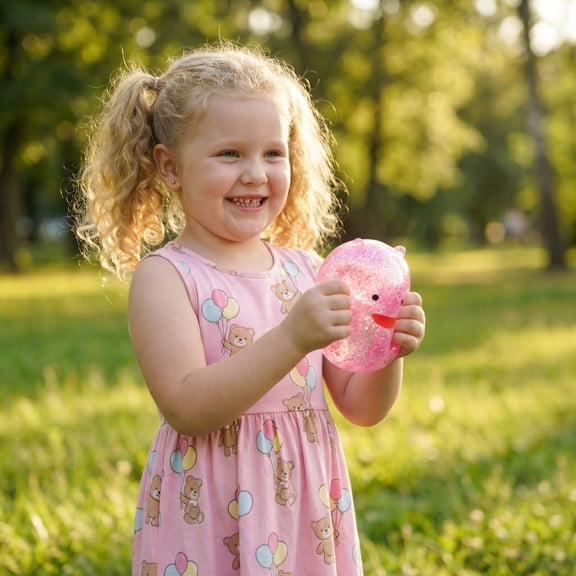 Cartoon Glitter Squeeze Ball - Stress Relief Fidget for Office Use