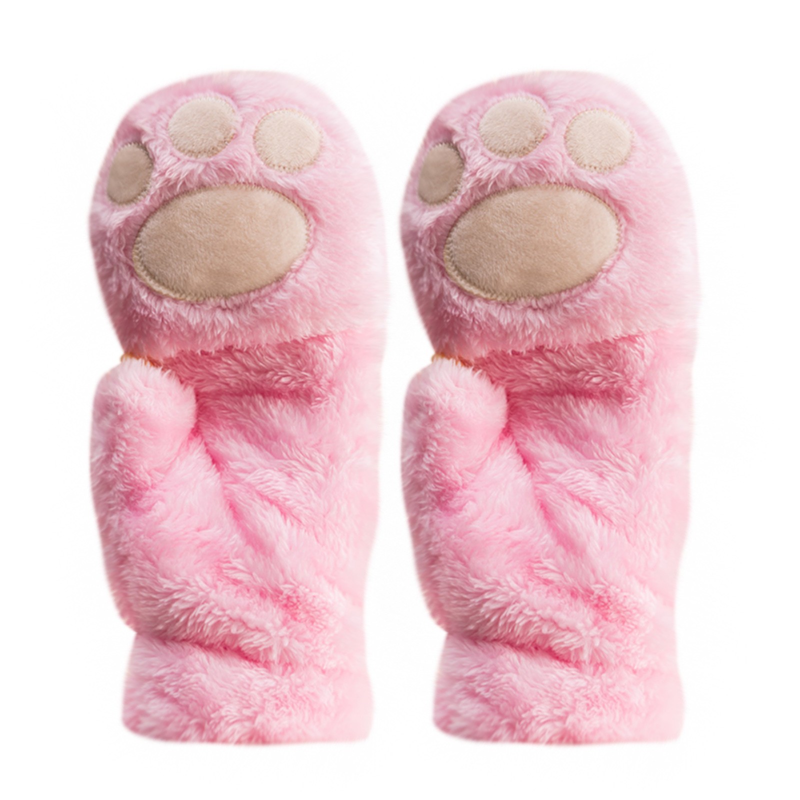 Cute Rabbit Fur Fingerless Gloves Women Plush Mittens Half Finger