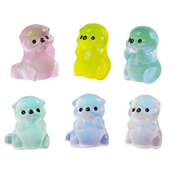 Glowing In Dark Cartoon Otters Figurine Miniature Resins Home Decors For Bedroom Tabletop Garden Landscape