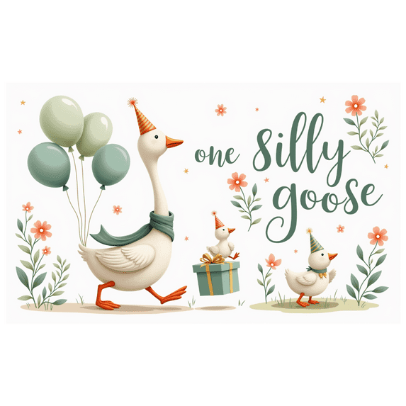 Cartoon Goose Birthday Banner Decorative Design Party Backdrop for Children's Celebration Outdoor Event