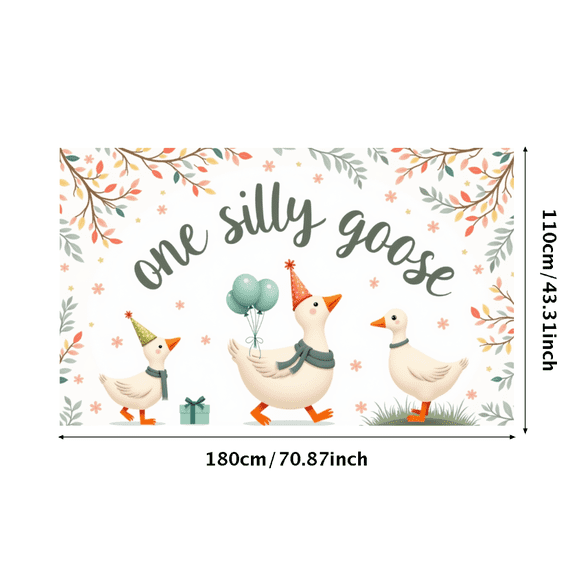 Cartoon Goose Birthday Banner Decorative Design Party Backdrop for Children's Celebration Outdoor Event