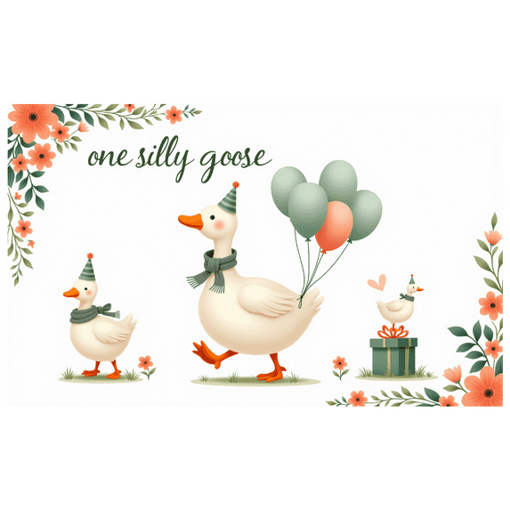 Cartoon Goose Birthday Banner Decorative Design Party Backdrop for Children's Celebration Outdoor Event
