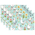 Cartoon Goose Flower Leaf Placemats Set of 4 12x18 inch Table Place