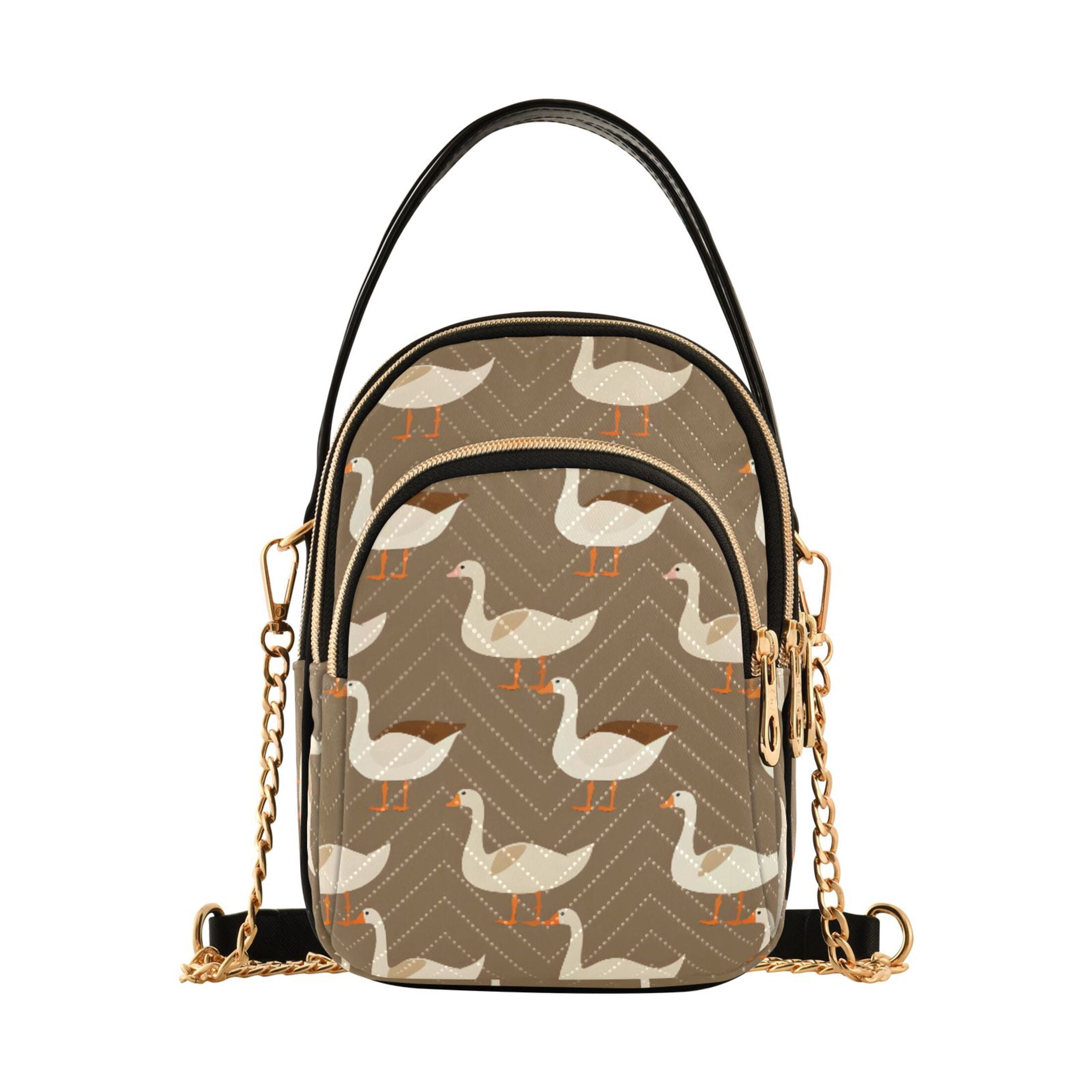 Cartoon Goose Pattern Women's Crossbody Handbags Leather Crossbody Bags ...