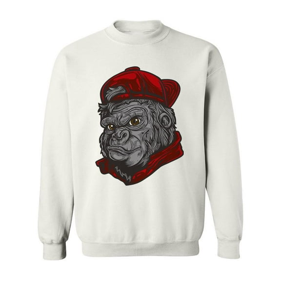 Cartoon Gorilla Head With Cap Sweatshirt Men -Image by Shutterstock, Male x-Large