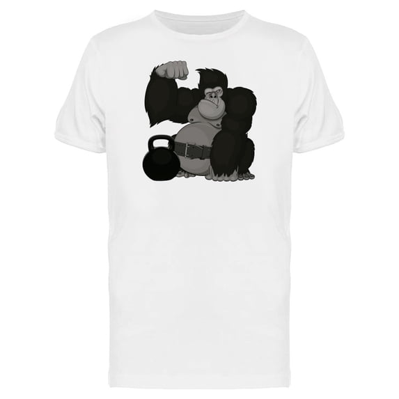Cartoon Gorilla With Kettlebell Tee Men's -Image by Shutterstock