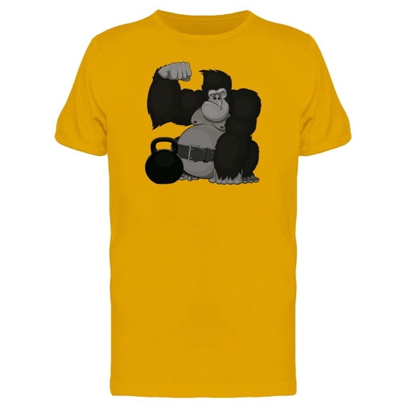 Cartoon Gorilla With Kettlebell Tee Men's -Image by Shutterstock