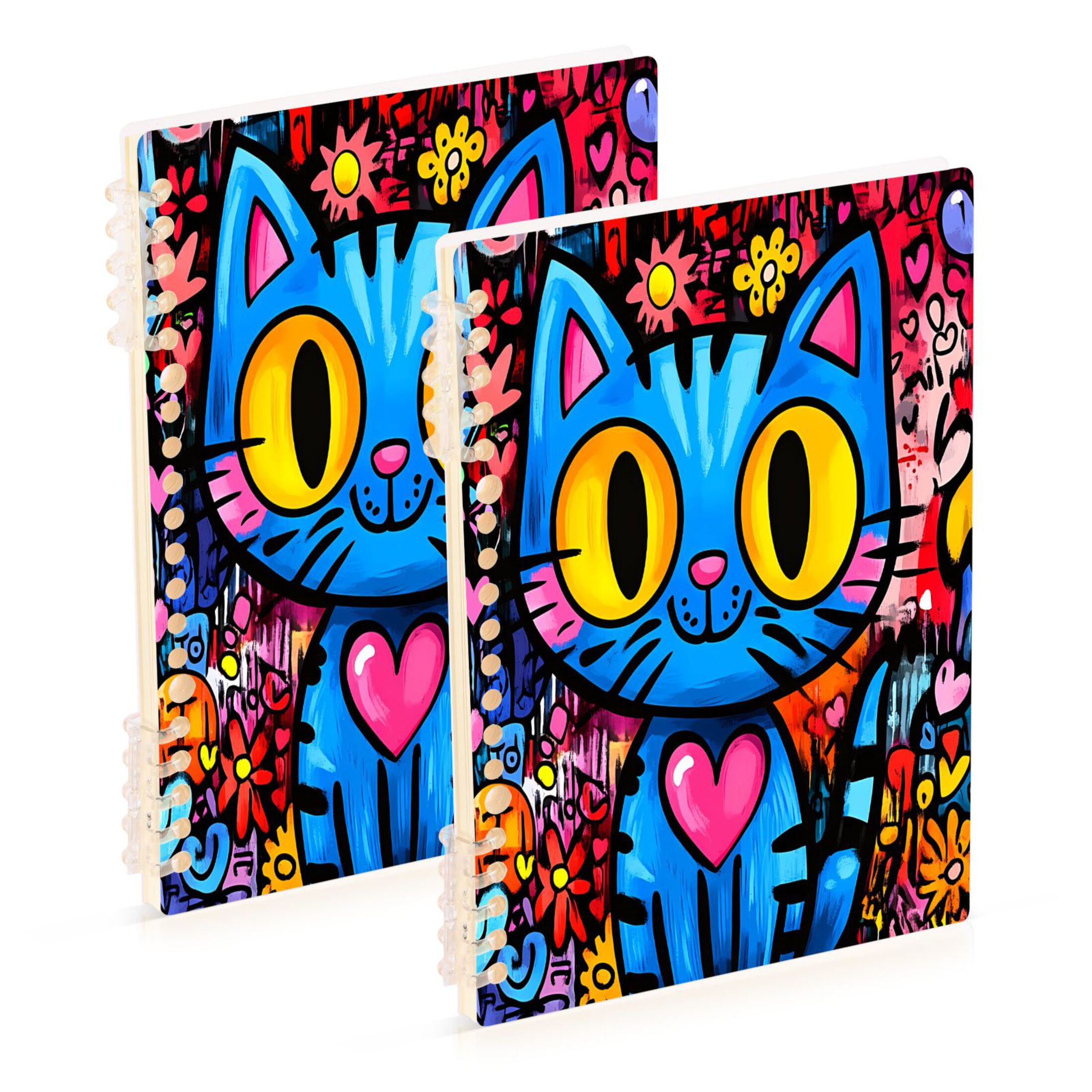 Cartoon Graffiti Cat Notebooks 2 Pcs 1-subject Journal 60 Sheets A5 ...