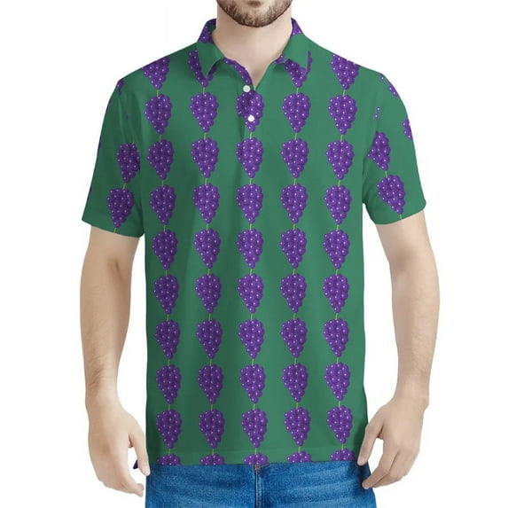 Cartoon Grape 3d Printed Polo Shirt Men Loose Short Sleeves Fruits Pattern Polo Shirts Kids Tops Summer Street Lapel TShirt