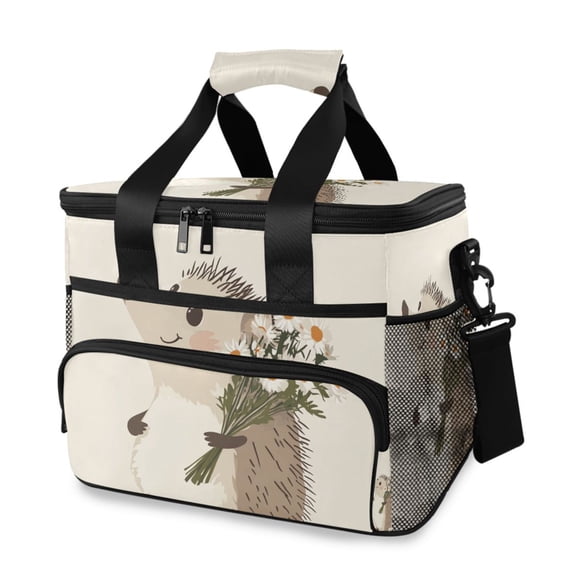 Cartoon Gray Hedgehog Insulated Lunch Bag 15L Cooler Box for Women Men Work Camping Beach Travel