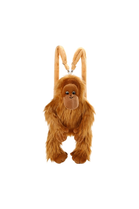 Cartoon Great Ape Bag , Creative Plush Primate Figurine Shoulder Backpack , Soft Faux Fur and Breathable Fabric Lining Brown , Themed Party Accessory and Outdoor Leisure Travel Tote
