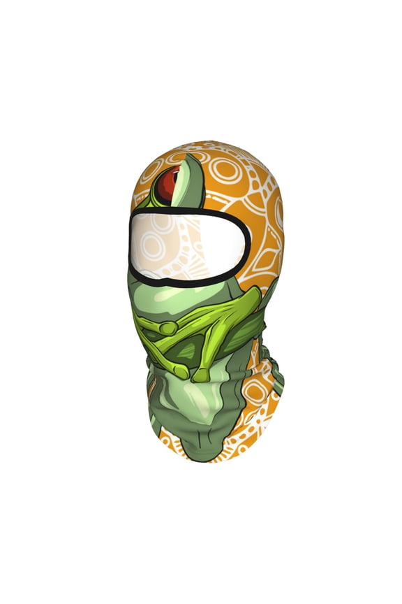 Cartoon Green Frog Unisex Balaclava Ski Mask Full Face Cover for Cold Weather & UV Protection, Breathable Cooling Helmet Liner