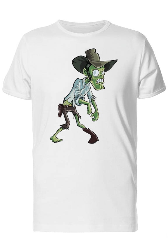 Cartoon Green Zombie Cowboy  T-Shirt Men -Image by Shutterstock, Male Large